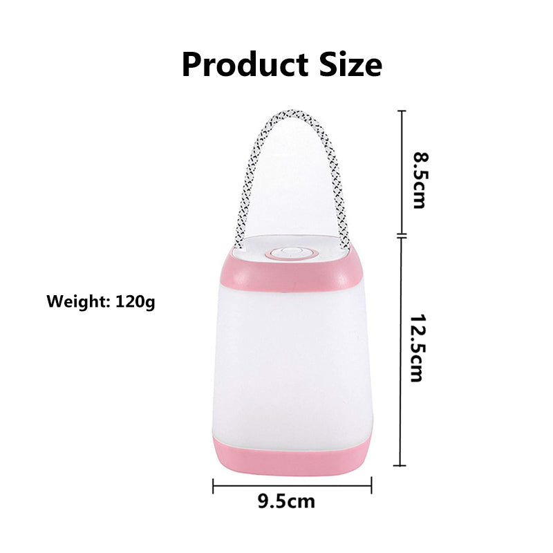 LED Camping Light Portable Tent Lantern 3 Modes for Outdoor and Indoor-Pink