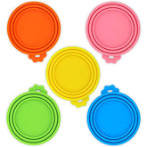 5 Packs Pet Food Can Cover Silicone Lid Universal Size Fit Most Size Canned