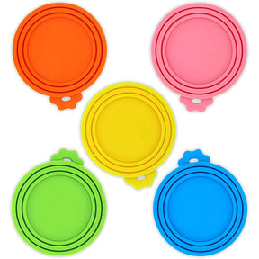 5 Packs Pet Food Can Cover Silicone Lid Universal Size Fit Most Size Canned