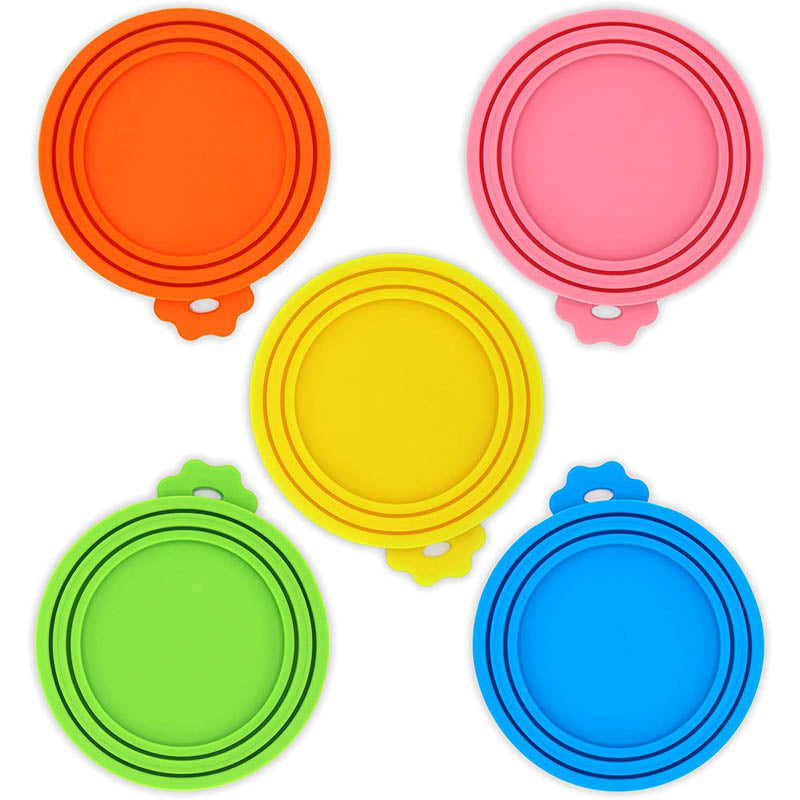 5 Packs Pet Food Can Cover Silicone Lid Universal Size Fit Most Size Canned