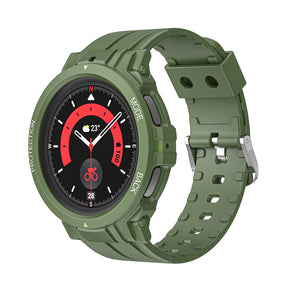 TPU Rugged Watchbands with Protective Case for Samsung Galaxy Watch 5 Pro 45mm Watch 4-Green