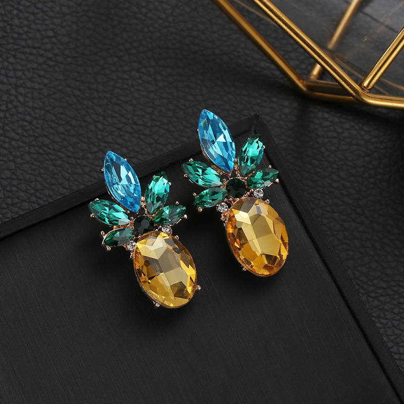 Rhinestone Pineapple Earrings Jewellery Gifts for Women Teens Girl