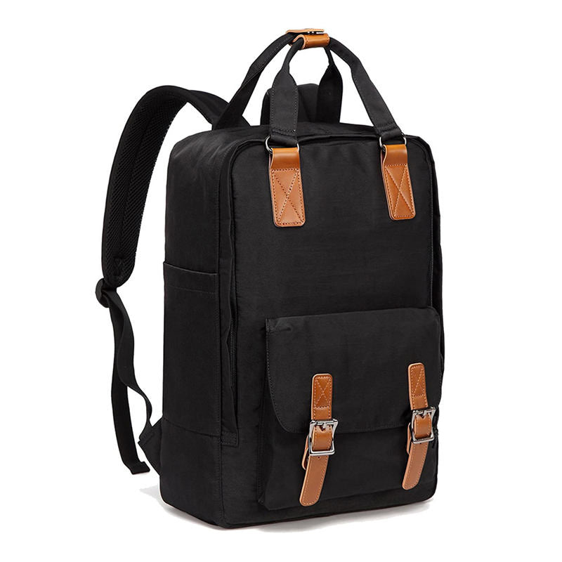 Waterproof Backpack for Women Girls 16 Inch College Vintage Travel Bag-Black