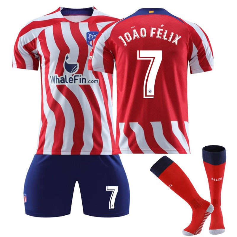 JOAO FELIX #7 Madrid Home Jersey 2022/23 Soccer Jersey Kit Football T-shirt Set For Adult Kids