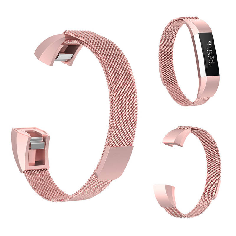 Magnetic Milanese Stainless Steel Strap  For Fitbit Alta/Alta HR Fashion Accessorie-Rose Pink