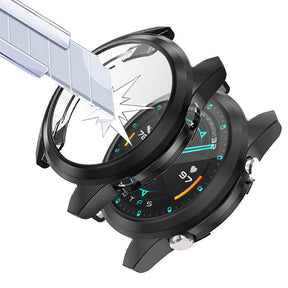 TPU Screen Protector Case For Huawei Watch GT2 42mm&46mm with HD Tempered Glass-Black