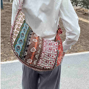 Womens Sling Crossbody Bag Ethnic Print Shoulder Bag with Adjustable Strap-W