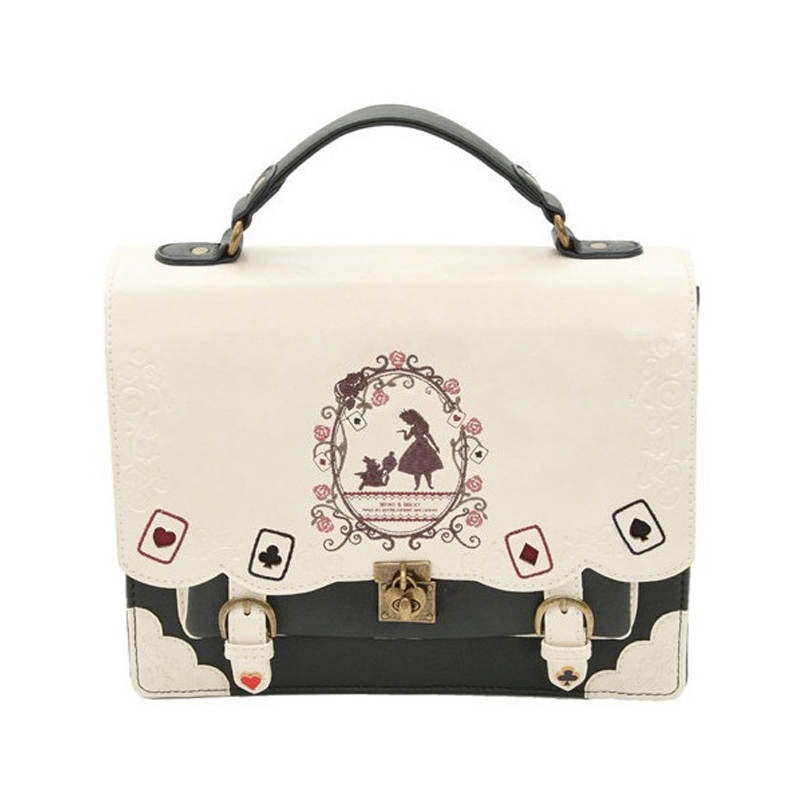 Women Vintage Messenger Bag Lolita Cute Handbags for Girls-White