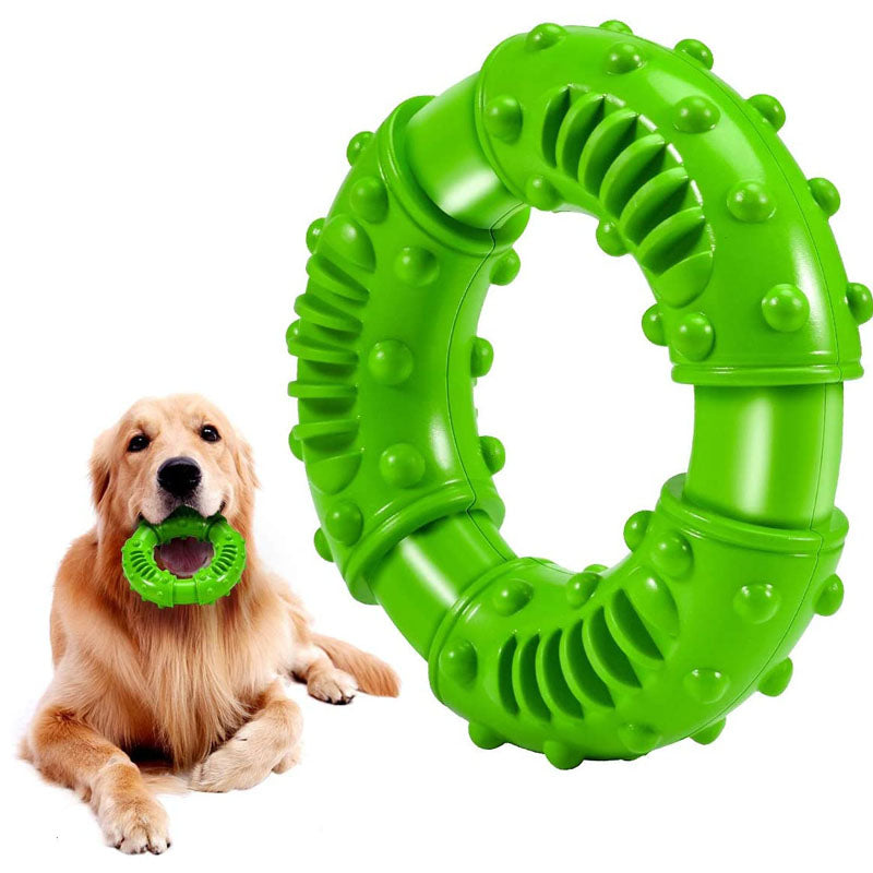 Dog Chew Toys Circle Non-Toxic Natural Rubber Durable Puppy Molar Toy-Green