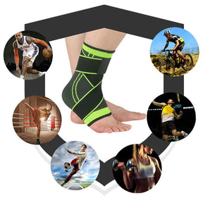 2Packs Strong Ankle Brace Sports Protection Adjustable Unisex Compression Ankle Support-Green