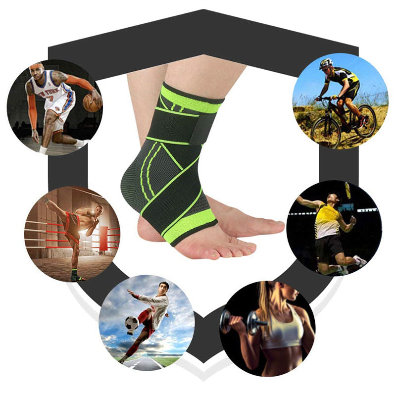 2Packs Strong Ankle Brace Sports Protection Adjustable Unisex Compression Ankle Support-Green