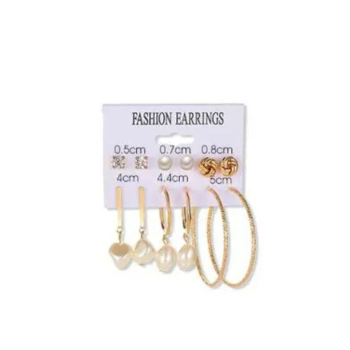 6 Pairs Fashion Earrings Set with Tassel Dangle Hoop Earrings Colorful Statement Earrings Studs-(Style 8)