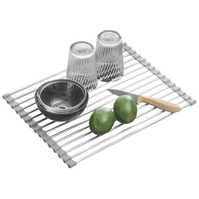 Foldable Sink Rack Mat Stainless Steel Wire Dish Drying Rack for Kitchen Sink Counter