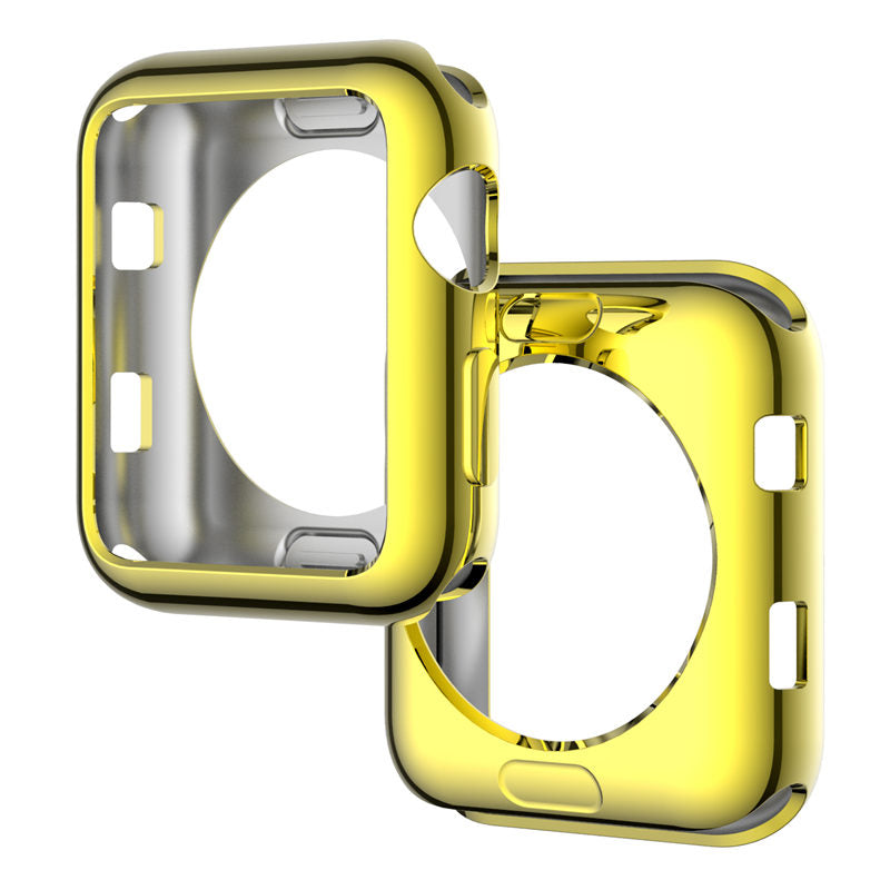 TPU Plated Cover Scratch-Proof Smartwatch Protective Case for iWatch Series SE/6/5/4/3/2/1-Gold