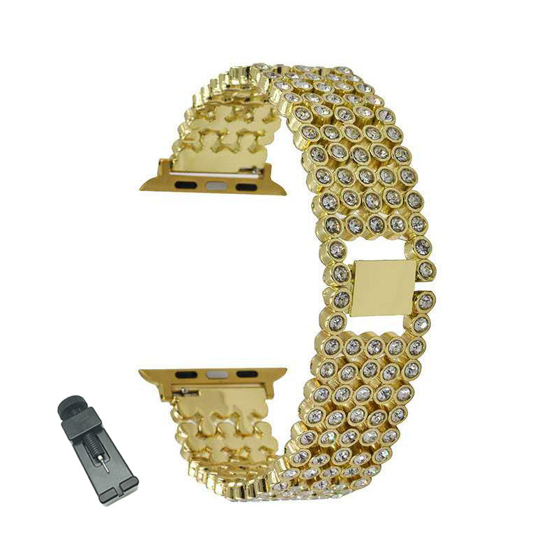 MTX Stainless Steel Watch Band Adjustable Wristbands for Apple IWatch Series SE/1/2/3/4/5/6 For Women-Gold