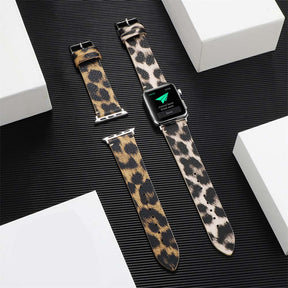 Fashion Leopard Pattern PU Leather Watch Band Microfiber Design For Apple Watch SE/6/5/4/3/2/1(Yellow)