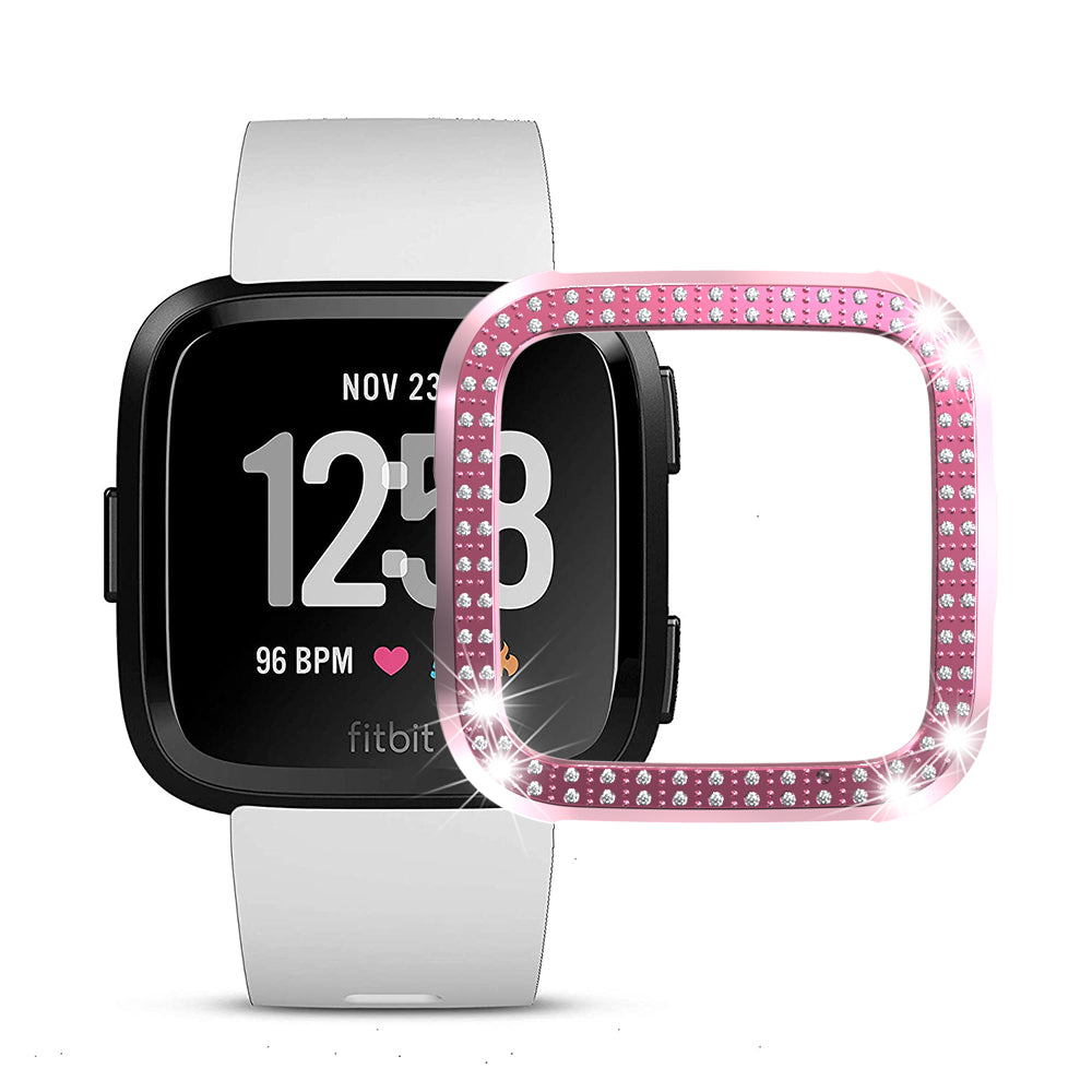 Double Row Diamond Bling Case For Fitbit Versa Cover-Pink