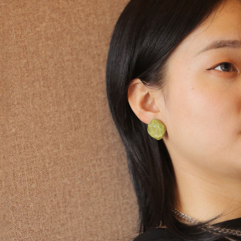 Cute Irregular Marble Resin Stud Earrings-Green