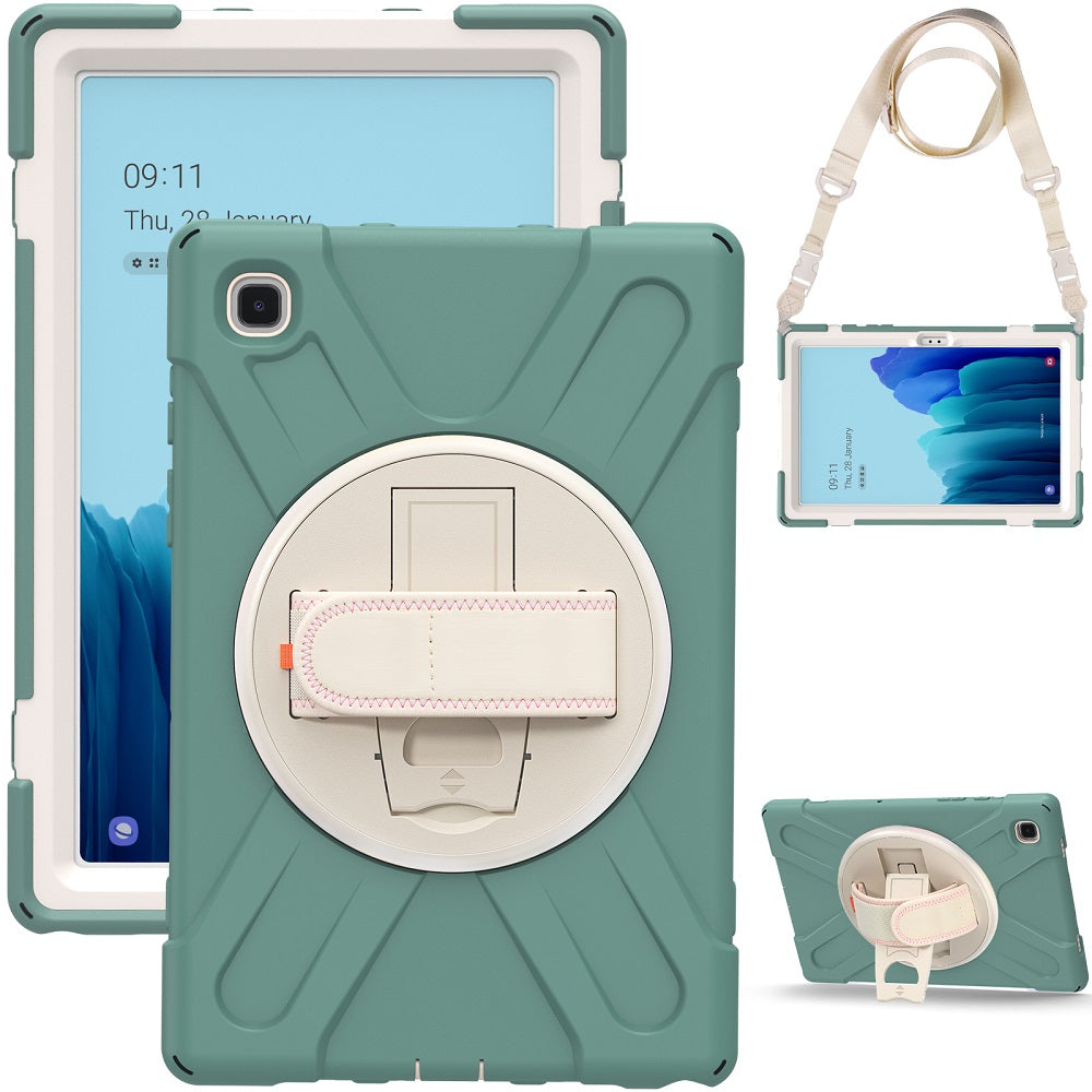 Morandi Tablet Case For Lenovo Tab M10 FHD Plus TB-X606F X606X 2020 10.3 Smart Cover With Kickstand+Strap-Emerald Green