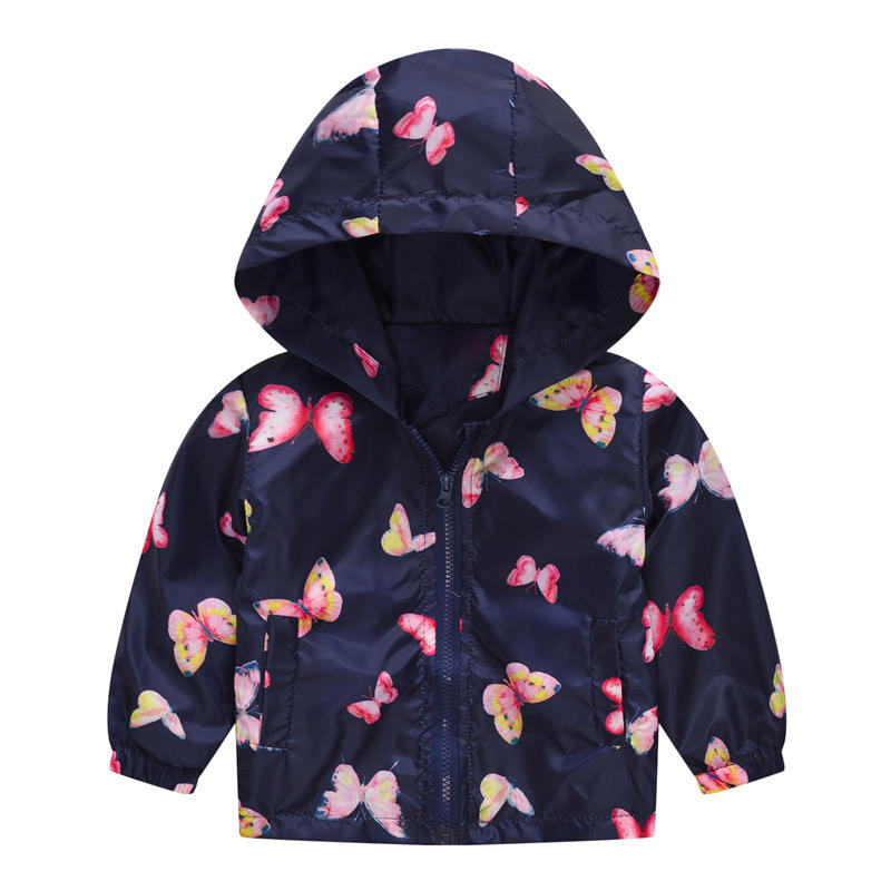 Boys Girls Cartoon Print Zip Lightweight Jacket Hooded Coats Casual Windbreaker-19