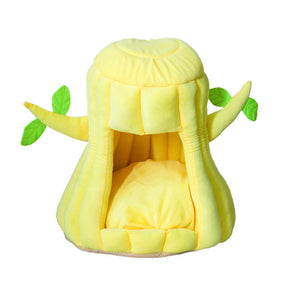 Stump Shape Cozy Pet Bed Warm Sleeping Bed for Cats and Puppy-Yellow