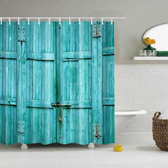 Vintage Wooden Printed Shower Curtains Bathroom Decor Accessory-23