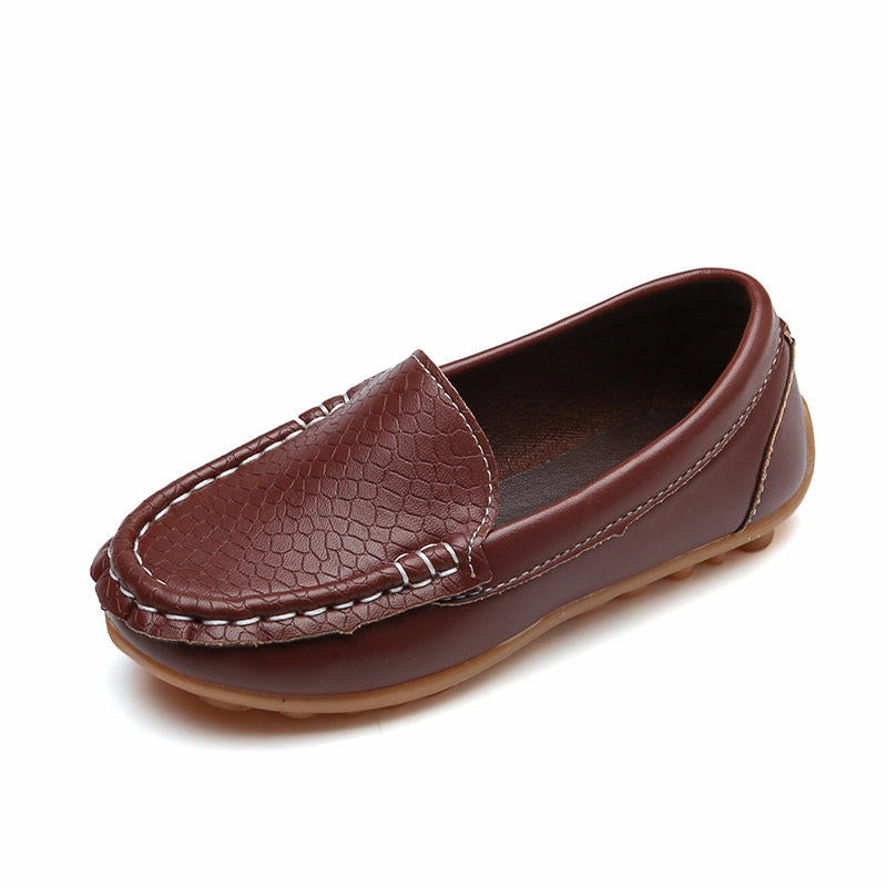Casual Toddler Flat Shoes Boys Girls Soft Slippery Loafers-Brown
