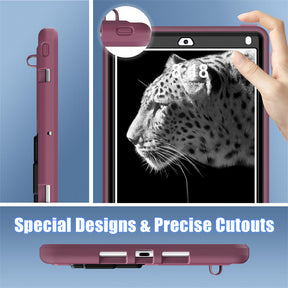 Tablet Case Rugged with Kickstand for iPad 6th/5th Generation 2018/2017-PlumBlack