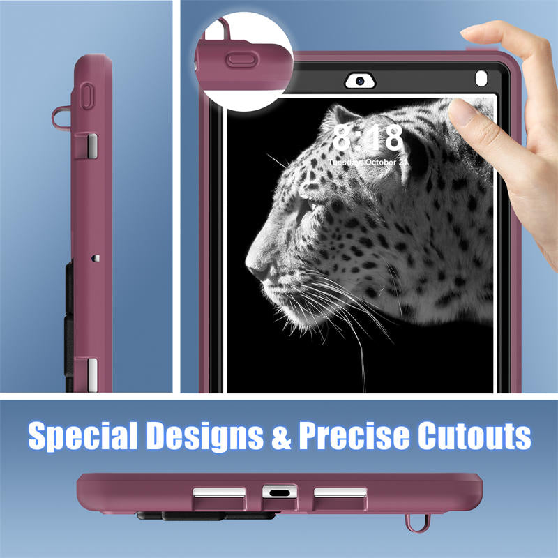 Tablet Case Rugged with Kickstand for iPad 6th/5th Generation 2018/2017-PlumBlack