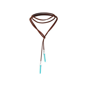 Turquoise Pendant Suede Necklace for Women-1