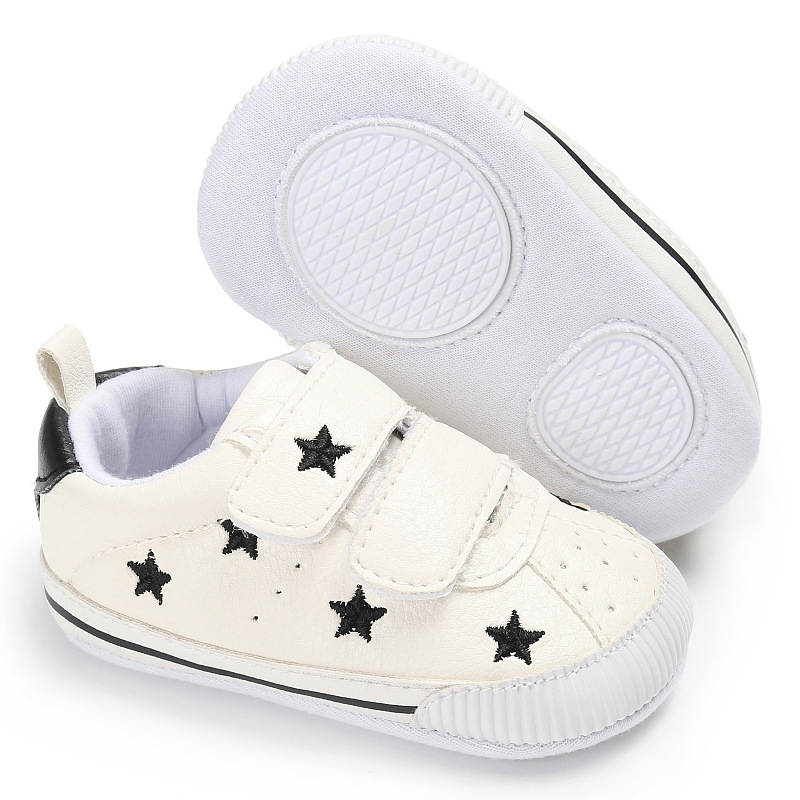 Baby Boys Girls Shoes Non-slip Velcro Sneakers Toddler First Walkers Shoes-StarBlack