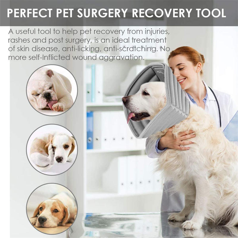 Dog Collar for Surgery Soft Recovery Cone to Protect Dogs Wound Healing-Gray