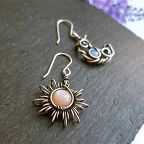 Boho Opal Sun and Moon Drop Dangle Earrings for Women Girls