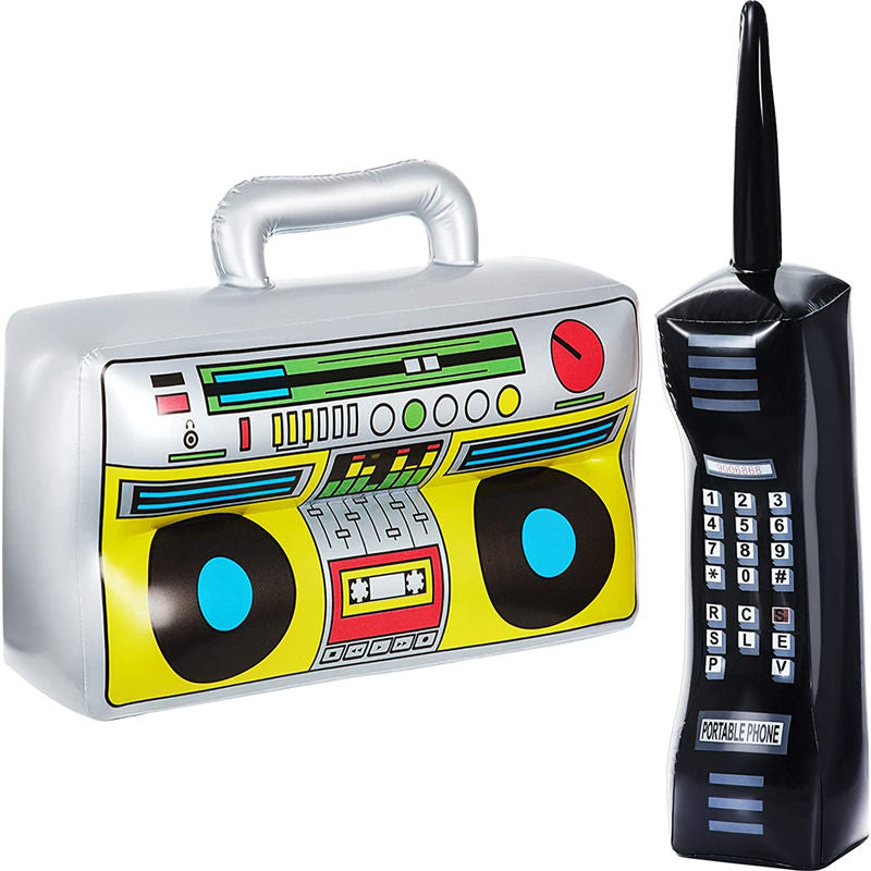 2 Pieces Inflatable Radio Inflatable Mobile Phone Props for 80s 90s Party