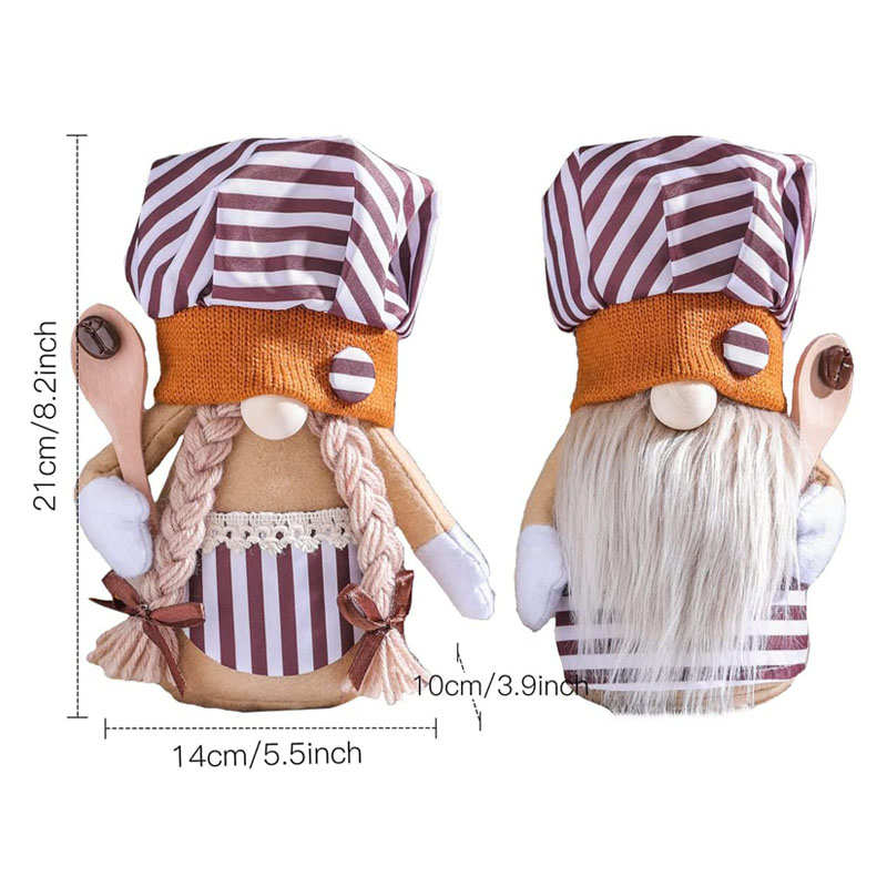 2 Pcs Coffee Gnomes Plush Home Kitchen Tray Decoration