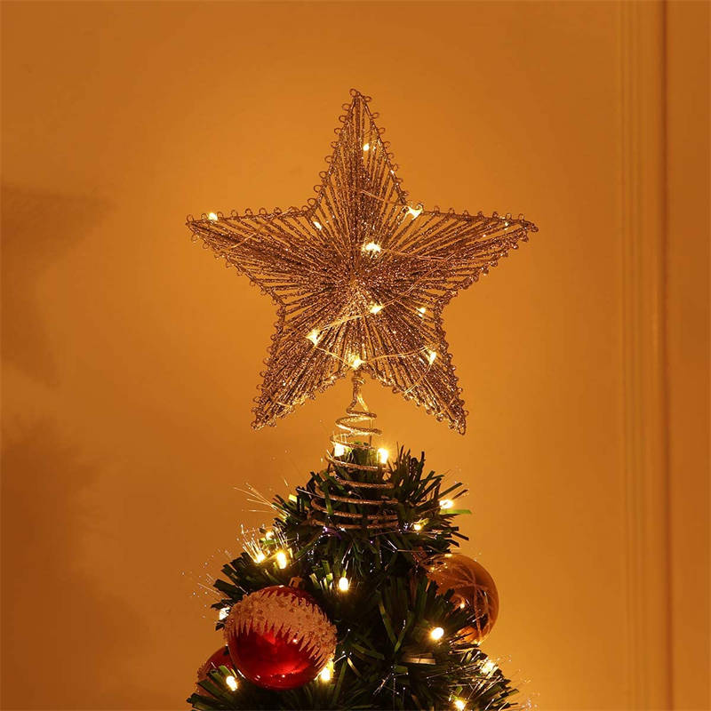 Star Light with 10 LED for Christmas Tree Topper Decoration-Silver