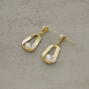 Irregular Inlaid Pearl Personality Earrings for Women