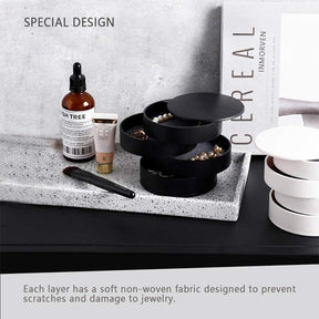 Earring Holder Simple 4-Layer Rotating Travel Jewelry Box-Black