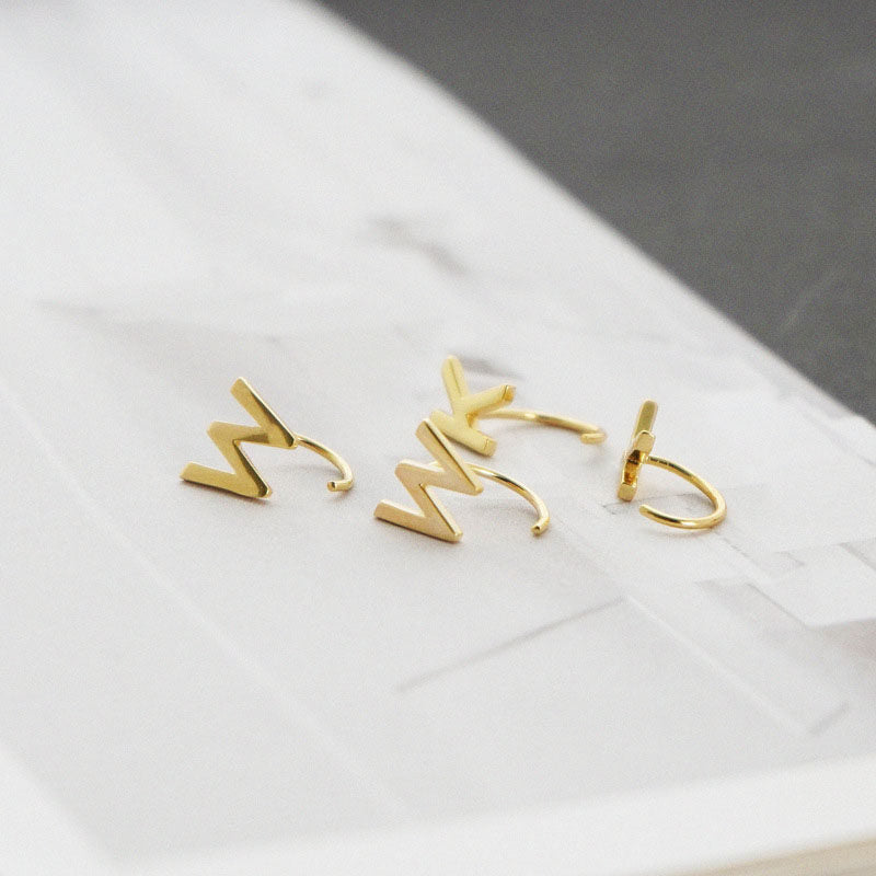 Alphabet Letter Earrings Personalized Initial Stud for Ladies Girls-V