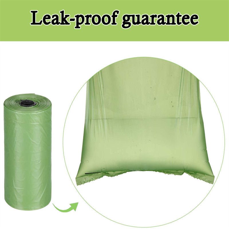 8 Rolls Dog Poop Bags Leak-proof Degradable Waste Bag 15 Doggy Bags Per Roll-Green