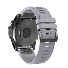 22mm 26mm Sport Silicone Watchband For Garmin Fenix  5Plus/5X Plus Easy Fit Quick Release Starp Black Steel Buckle-Gray