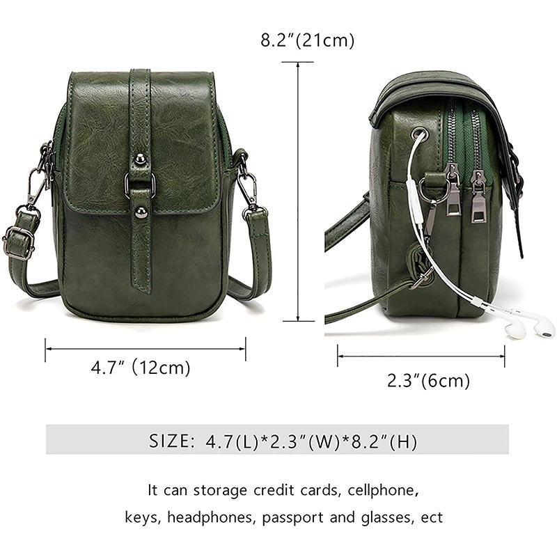 Women Vintage Crossbody Phone Bag Small Messenger Shoulder Bag-Green