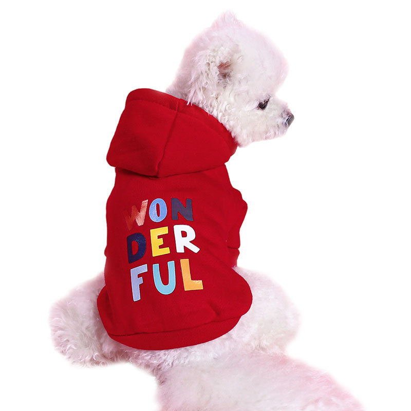 Pet Hoodie Sweatshirt Letter Printed Warm Clothes for Dogs and Cats-Red