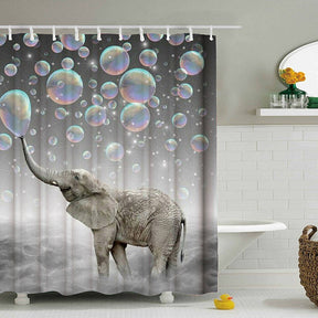 3D Printing Elephant Shower Curtain Bathroom Decor with 12 Hooks-3