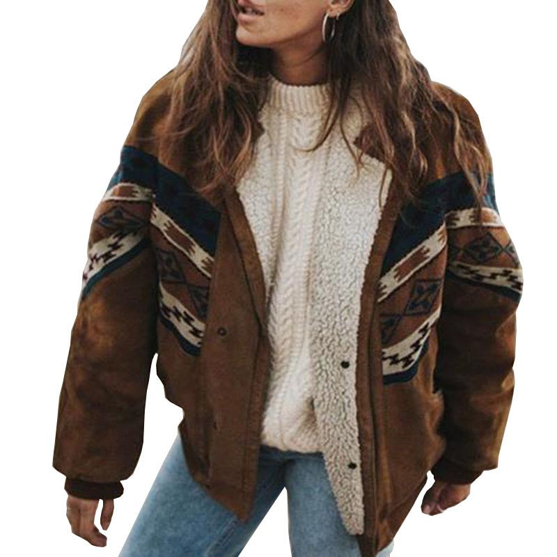Lookbook Womens Winter Colorblock Coat Sherpa Warm Long Sleeved Jacket