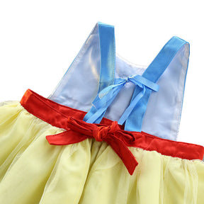 Girls Princess Apron Strap Dress Backless Smock-Snow White