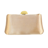 Womens Simple Solid Color Handbag Square Bag with Chain-Champagne