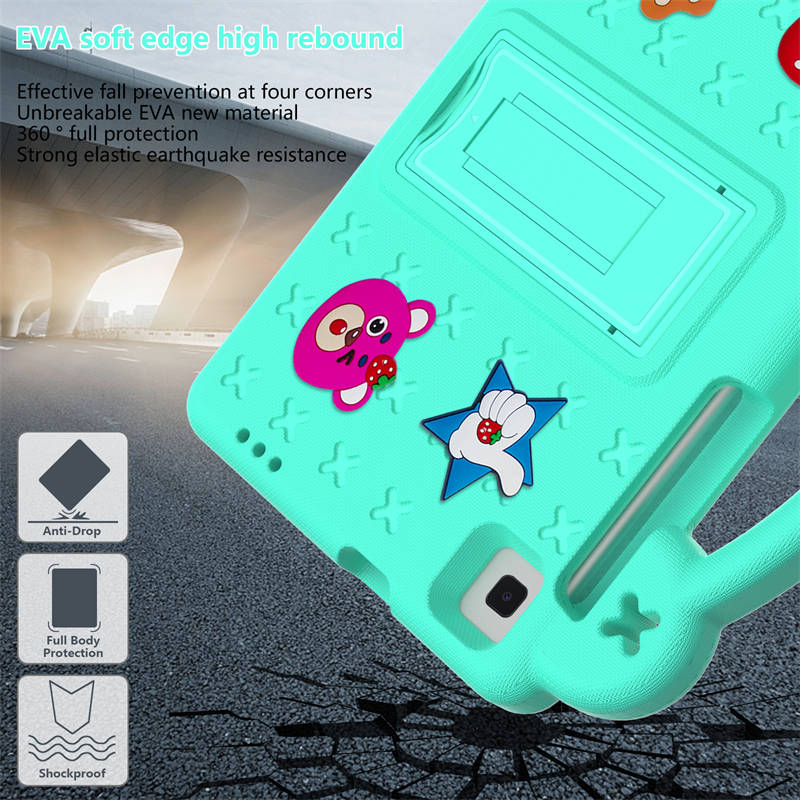 Strawberry Tablet Case with Holder for HUAWEI M3/Samsung Galaxy Tab A7 Lite (2021)/A8 (2019)-MintGreen