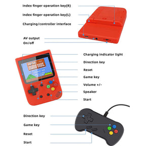 500 in 1 Classic Handheld Game Console 3.0 Screen Supports TV Connection & Two Players-Red