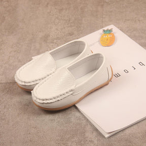 Casual Toddler Flat Shoes Boys Girls Soft Slippery Loafers-White